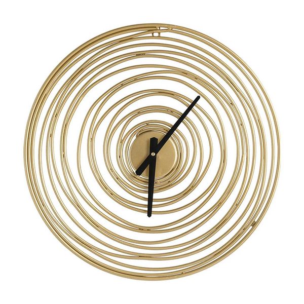 Metal Wall Clock Decorative Non Ticking Office Wood Grain FashionM240731