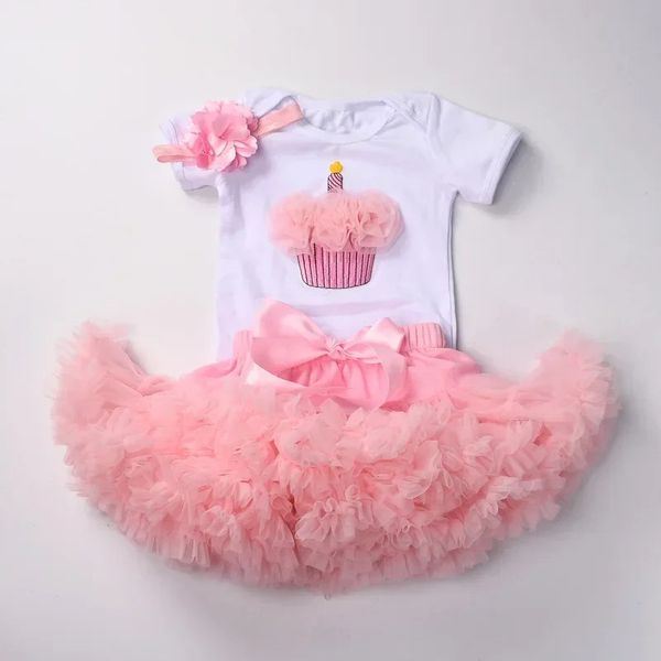 Baby Ttu Dress Sets My 1st Birthday Toddler Romper Tops Tulle Skirt Party Infant Print Clothing born Dresses Set 240523