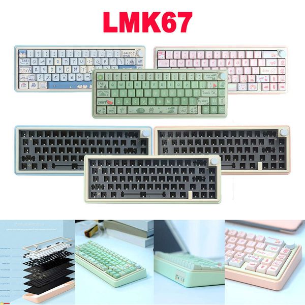 L67-G67 DIY Hot Swappable nical Kit with Knob Gamer Keyboard RGB Backlight Aluminium Alloy 3-mode Connection