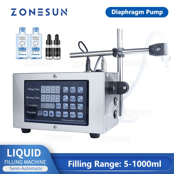 ZONESUN GFK280 Liquid Filler Digital Control Footswitch Semi-Automatic Water Beverage Drinks Juice Filling Machine