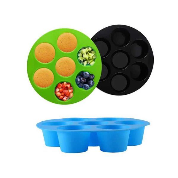 7-hole air dryer silicone pot pancake cup mold air frying pan accessories cake cup mold microwave oven silicone baking plate pastry Y250113