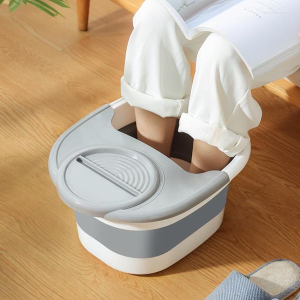 Bath Accessory Set Foldable Foot Tub Household Accessories Sets Bathroom Products Plastic With Cover Travel Portable Massage Washer