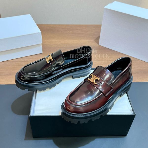 Top quality Brown loafers Platform shoes Genuine Leather slip on shoes womens Dress shoes Luxury designer loafers laidy Factory footwear Wit