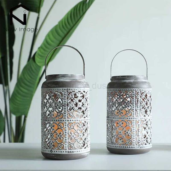 2Pcs Vintage Metal Candle Holders with Flameless LED Candles 8 inch Hanging Candleholder Candlestick Holders for Home DecorCL240710