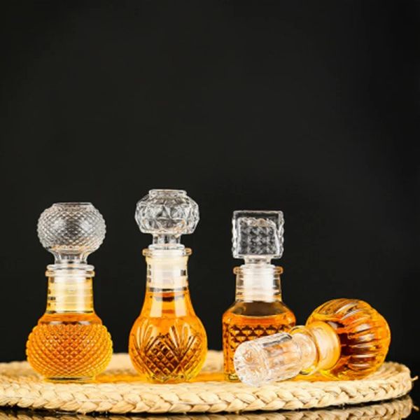 50ml Whisky Glass Liquor Bottle With Lids Cute Wedding Gift Favour For Alcohol Wine Luxury French Carved Perfume Mini Honey Jar