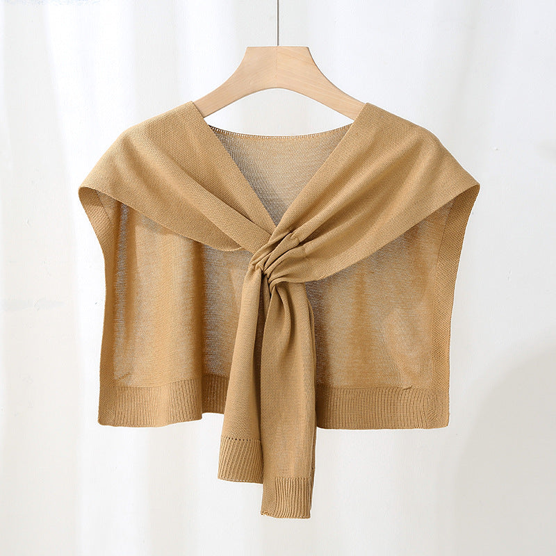 K358 2025 new air-conditioned room knitted shawl female outerwear decorative scarf summer Korean version solid color sunscreen shawl wholesale