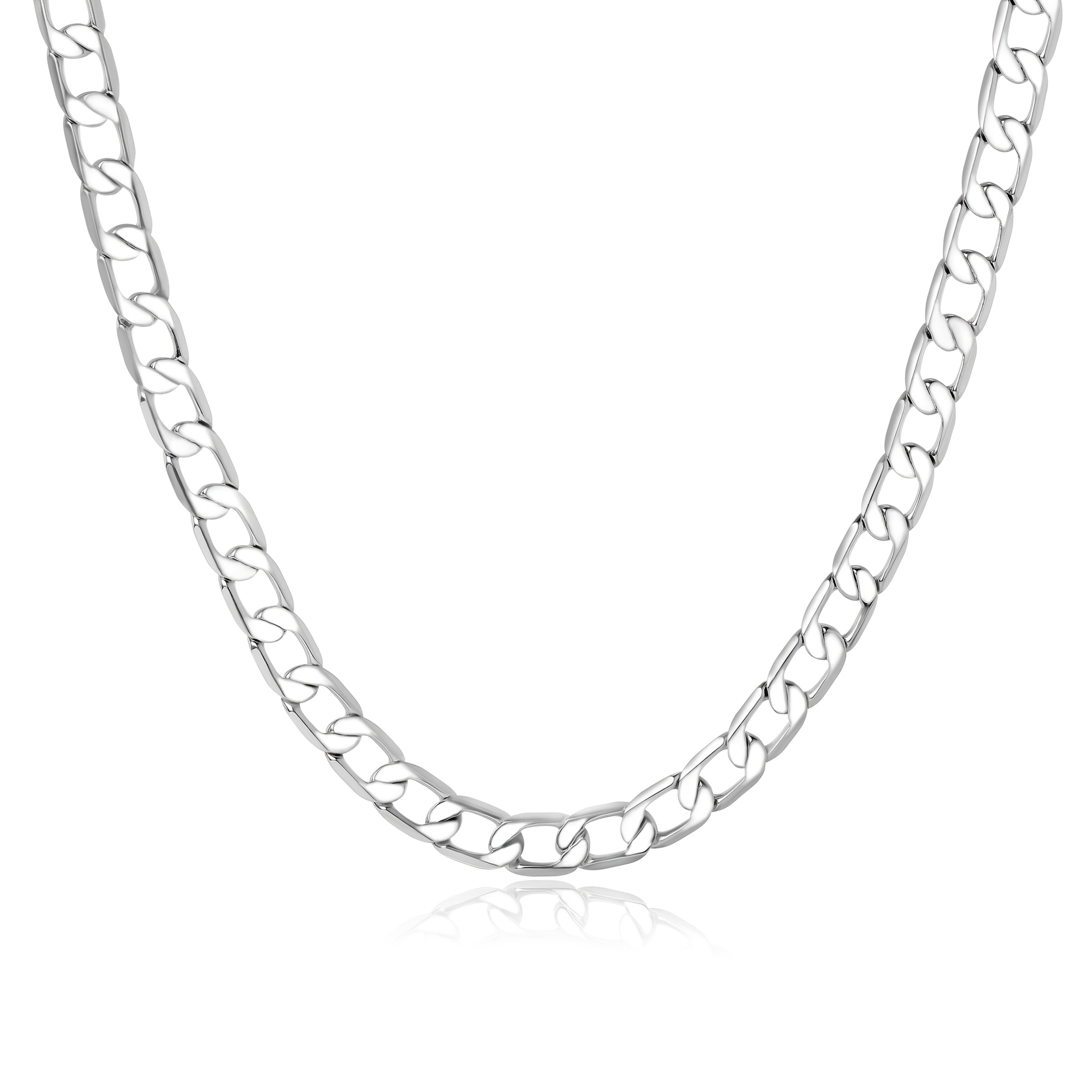 TEMU 925 Silvery Multi Size Cuban Chain, Men's Necklace, Women's Necklace, Multifunctional Accessories, Layered And Pendant, Simple And Fashionable