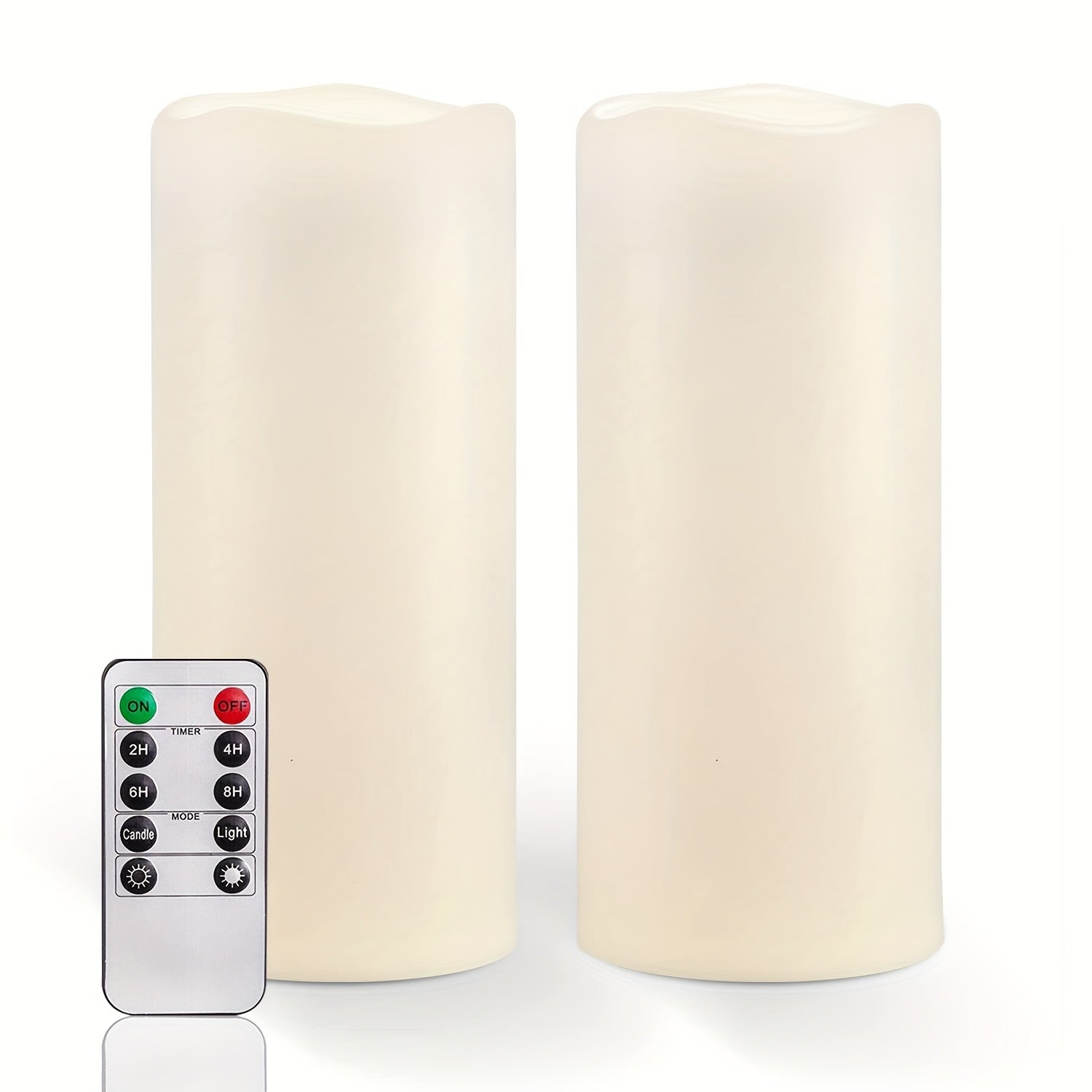 TEMU 2pcs Large Outdoor Flameless Candles With Remote Control And Timer, Battery Operated Flickering Led Pillar Candles For Outdoor Larterns, Porch,