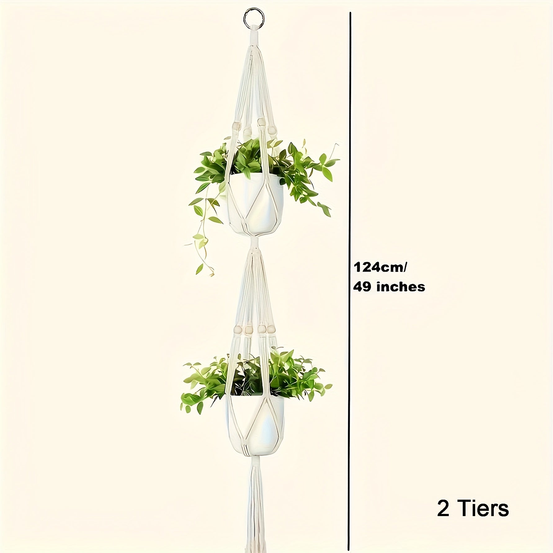 TEMU Macrame Double Plant Hanger For Indoor & Outdoor Use, 2 Tiers-3 Tiers Hanging Planter Basket With Rope And Beads, (2-3pcs Are To 2-3 Tiers)