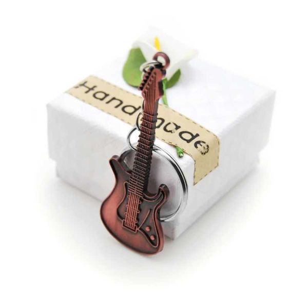 Key Rings Original New Retro Guitar Keychain Women Vintage Guitar Key Chains Gadgets For Men Keyring On Bag Car Trinket Jewelry Party Gift H