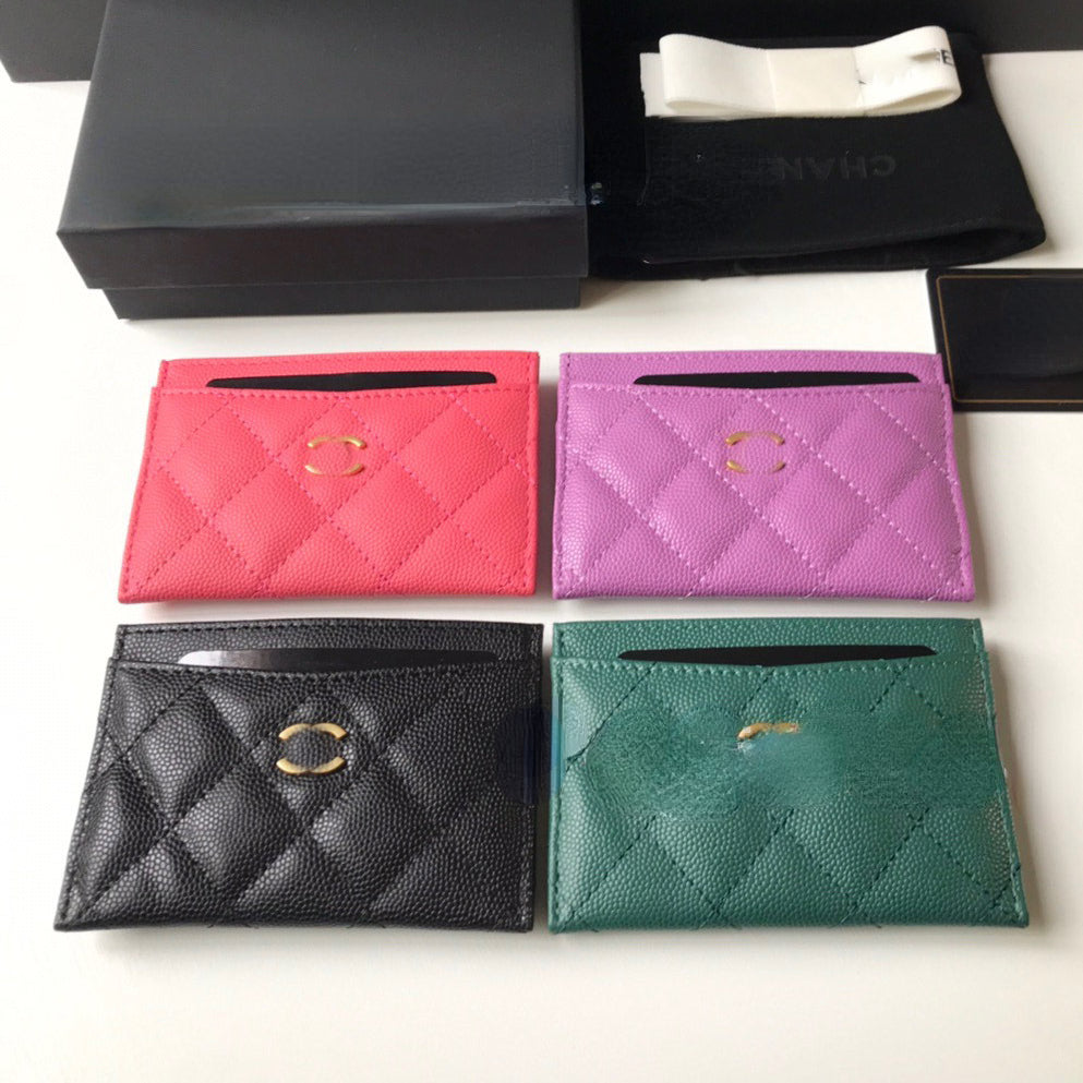 Women Designer Leather Card Holders Diamond Lattice Caviar Womens Purse Fringe Short Card Bag Clutch Bag