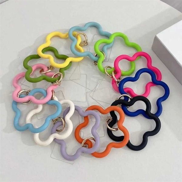 Cell Straps Charms Colorful Silicone Wristband Buckle Anti-fall Chain Mobile Stra Star Shaped Phone Lanyard for Girls Lady J241108