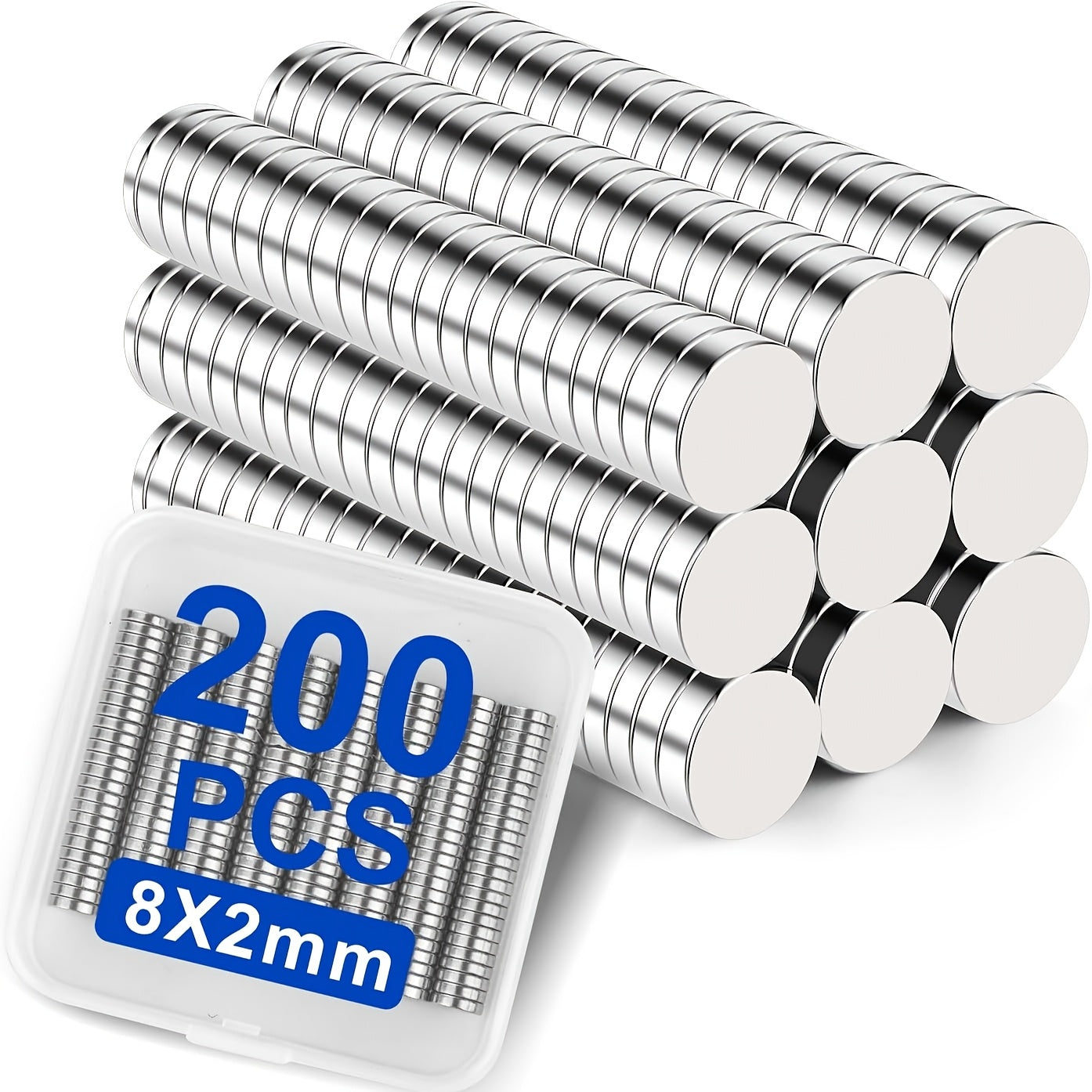 TEMU -200 Pack Small Magnets, Refrigerator Magnets 8x2mm Magnets Neodymium Magnets For Tool, Whiteboard, Kitchen Cabinet