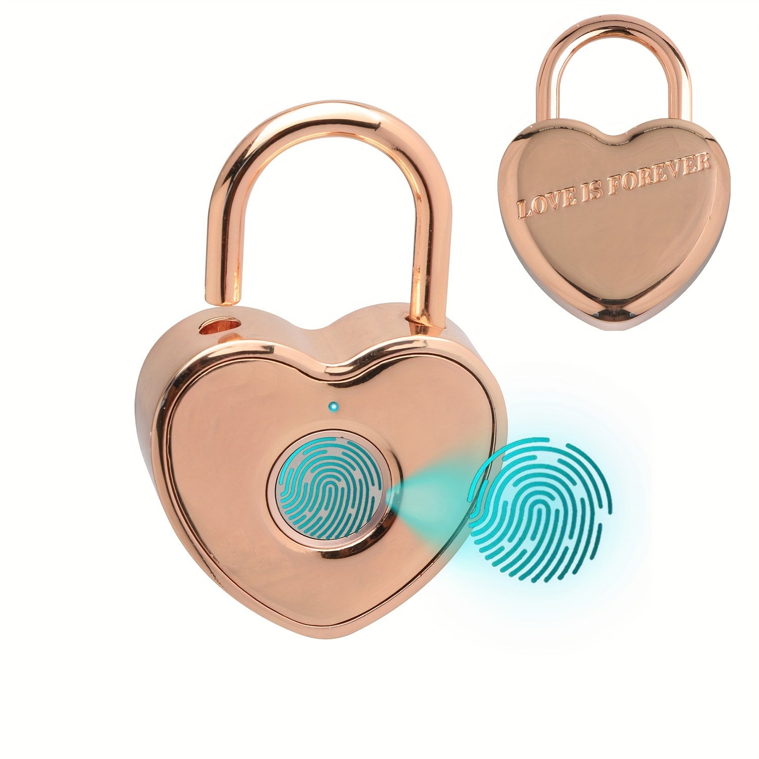 TEMU Heart Shaped Fingerprint Padlock, Padlock For , Backpack, School, Mailbox, Travel Suitcase (rose Golden)