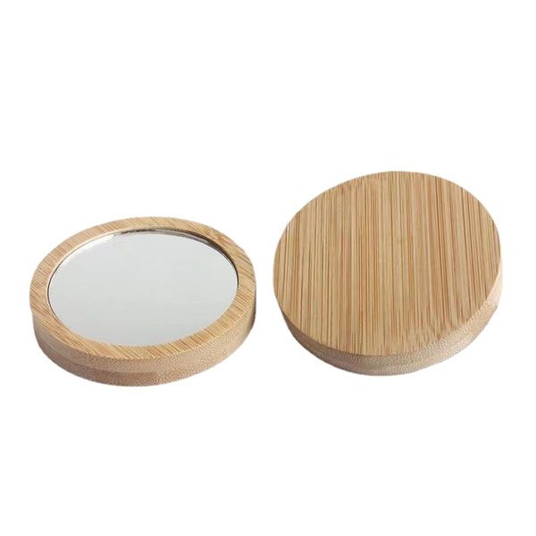 Wood Small Round Mirror Portable Pocket Mirror Wooden Mini Makeup Mirror Wedding Party Favor Gift Custom Logo dh8661