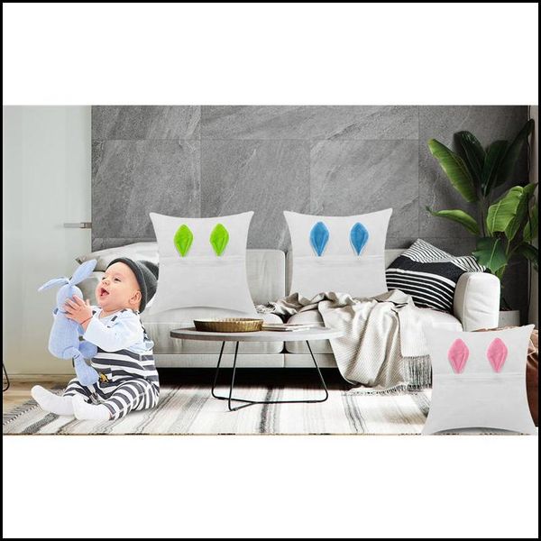 Pillow Case Personalized Bunny Ears Polyester Sublimation Pocket Pillower Heat Transfer Coating Easter Pillowcase Sofa Chair Drop De Dhvz7