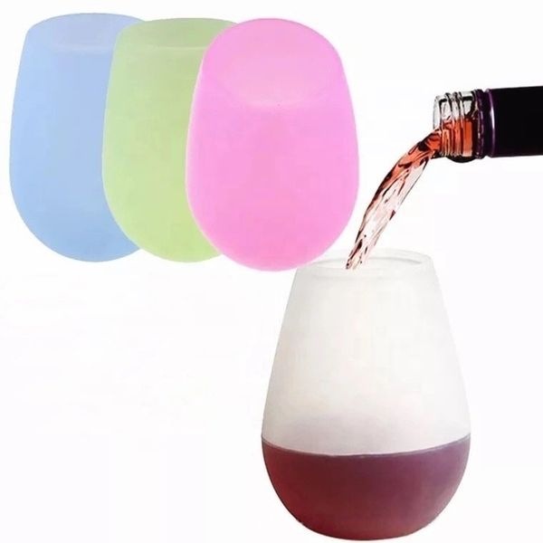 50pcs New Design Fashion Unbreakable Rubber Wine Glass Beer Mug silicone silicone cup glasses BBQ Portable Bar ToolXY0560