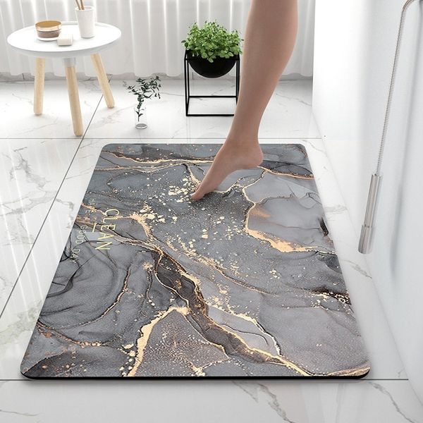 Bath Mats Bathroom Rugs Soft Diatomaceous Earth Floor Mat Super Absorbent Toilet Carpet Door Foot Mats Bath Nonslip Rubber Shower Rug Pad 23