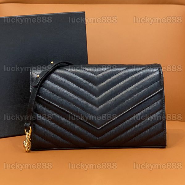10A Mirror Quality Designers Medium Envelope Bag 22.5cm Wallet On Chain Bag Matelasse Chevron Quilted Purse Luxurys Caviar Handbag Crossbody