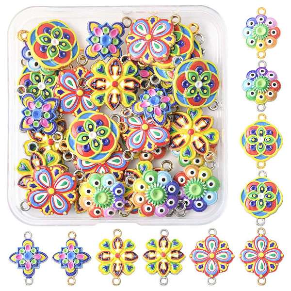 40 Stück 10 Stile 3D-gedruckte Verbindungsstück-Charms aus Legierung