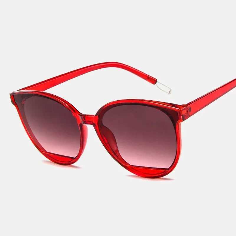 Female Vintage Plastic Ocean Sun Glasses Rimmed Eyewear Classic Oval Red Ladies Fashion Round Frame Sunglasses MirrorX240920