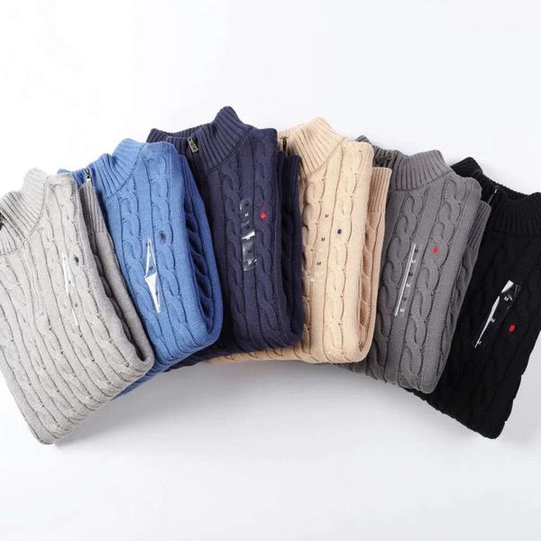 2024 Designer Mens Polo Sweater Winter Fleece Shirts Thick Half Zipper High Neck Warm Pullover Slim Knit Knitting Casual Jumpers Small Horse