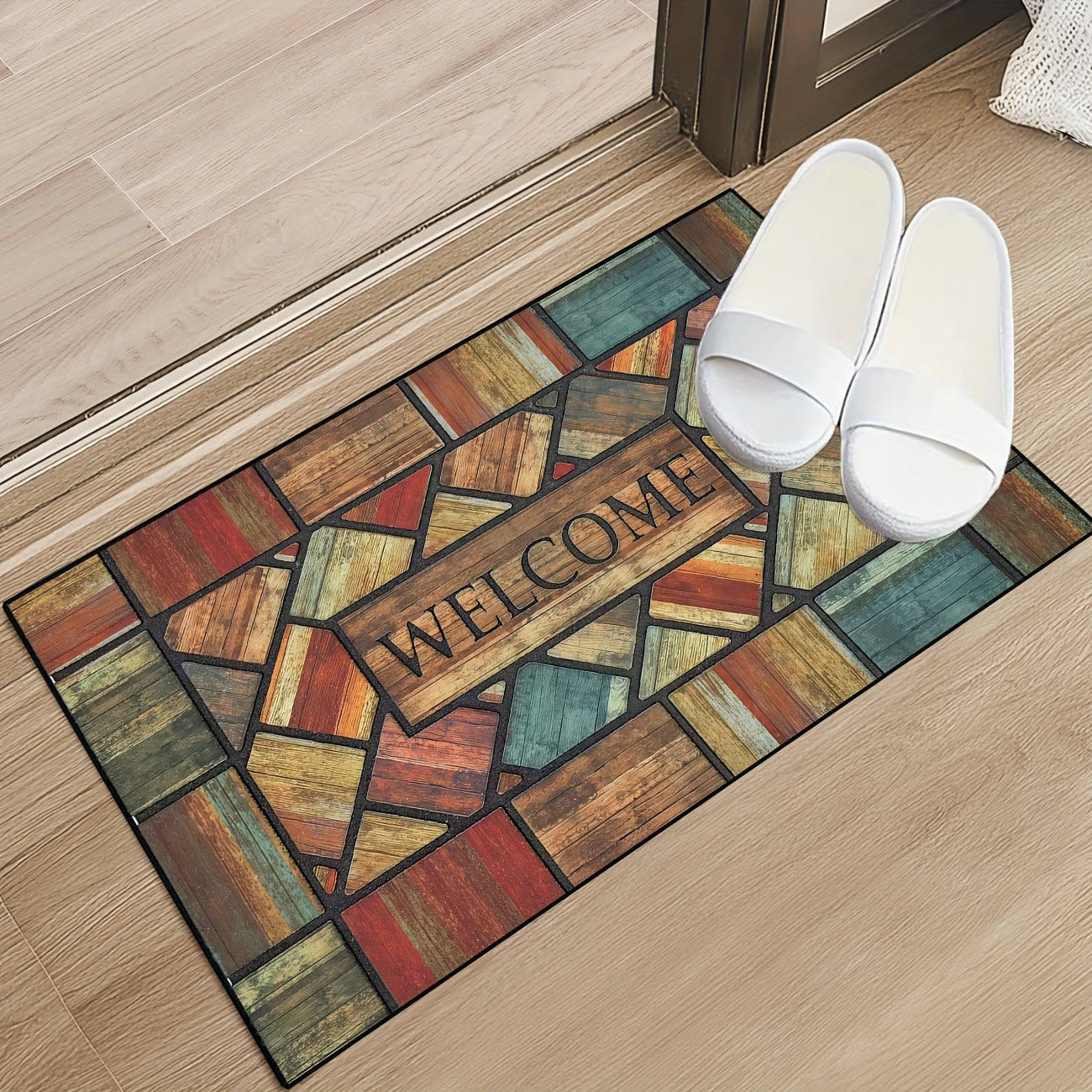 TEMU Welcome Doormats Wooden Entrance Mat Non-slip Floor Mats Indoor Use Home Decor