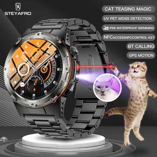 NFC Men Military Smartwatch IP68 Waterproof outdoor Sport Watch GPS motion trajectory health monitor BT call UV Cat teasin Z241227