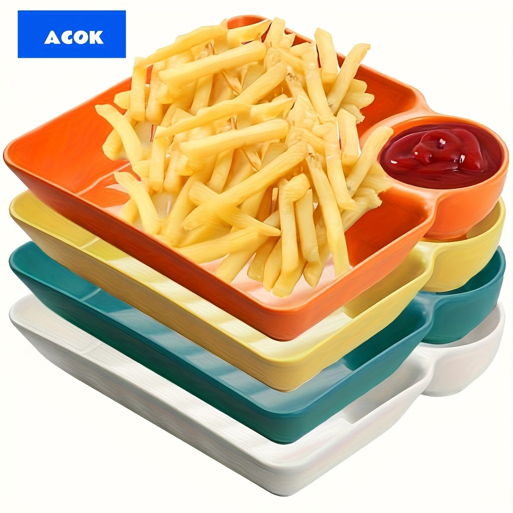 TEMU 4pcs Colorful Serving Plate Suit- Durable Pp, Bpa-free Snack, Sushi And Appetizer Plates With Dipping Sauce Plates- Charcuterie, Desserts And