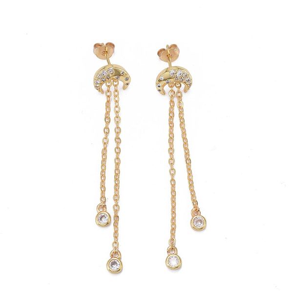 Boucles d'oreilles pendantes en laiton avec pavé de zircon cubique transparent