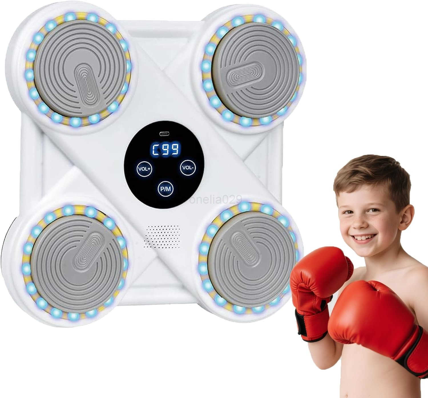 Music Boxing Machine for Kids Wall Mounted Smart Punching Target Toy with Bluetooth LED Lights Music Workout Game Toy with Boxing Gloves for Boys an
