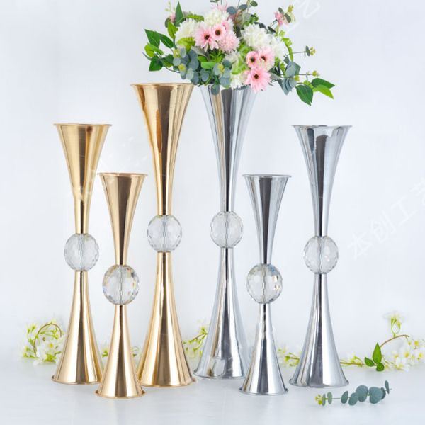 Wedding Metal Trumpet Flower Vase Wedding Table Centerpiece Road Lead Flower Stand 917