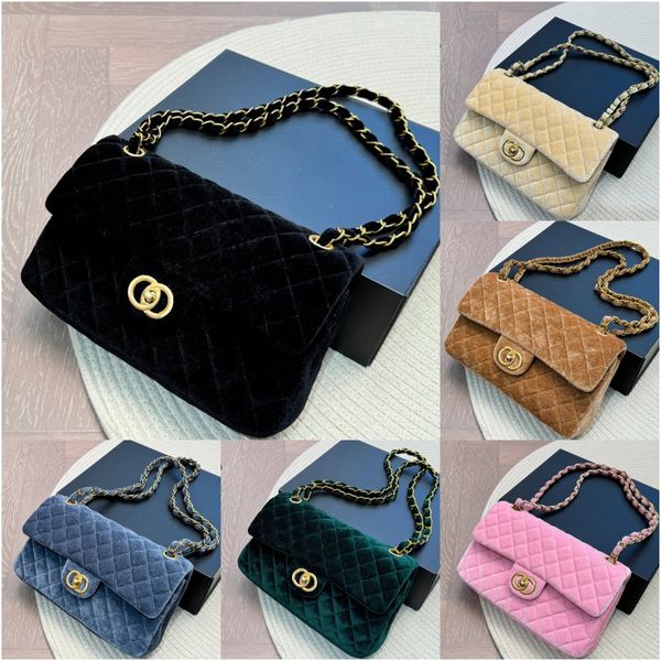 cf velvet designer bag velour double flap crossbody designer shoulder bags designer women bag luxury chain handbags gold ball purses designe