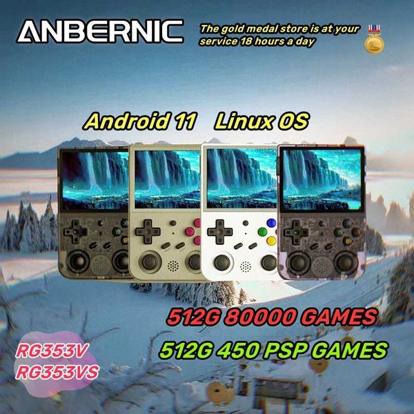 Portable Game Players ANBERNIC RG353V Official Store Handheld Portable Video Game Console 3.5-inch Android 11 Linux OS 5G Retro Player 512GB