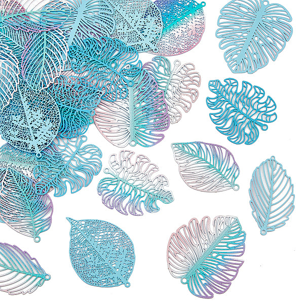 40 Stück 5 Stile Sprühlackierte Messing-Verbinder-Charms