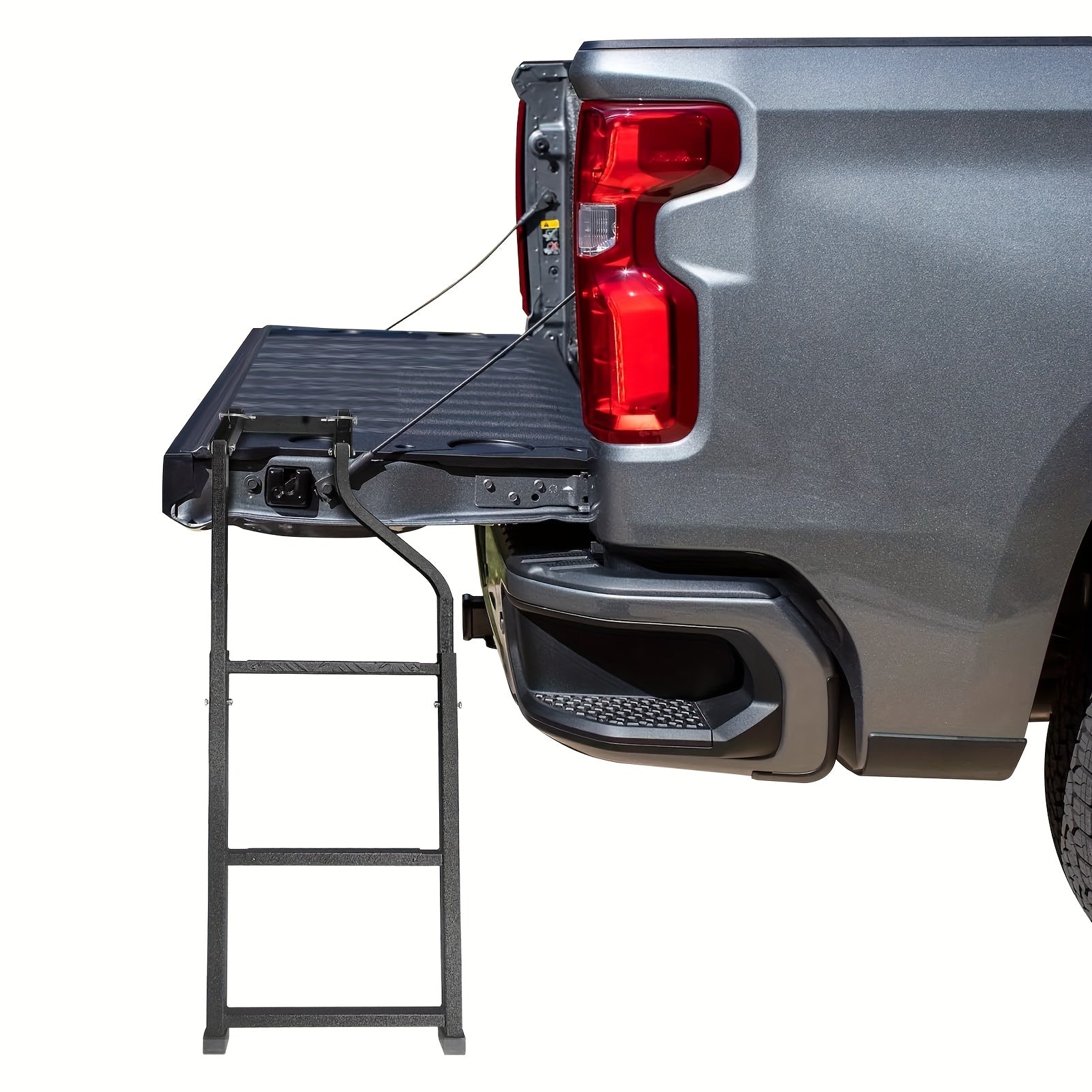 TEMU Universal Foldable Truck Tailgate Ladder For Pickup With Aluminum Step Grip Plates, Replaceable Rubber Ladder Feet & Stainless Steel Self