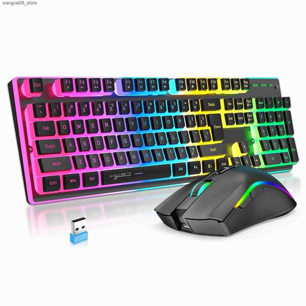 Keyboards 2025 New arrival HXSJ L96 104 keys 2.4G wireless pc keyboard mechanical feeling gaming keyboard and mouse combos for laptop game J