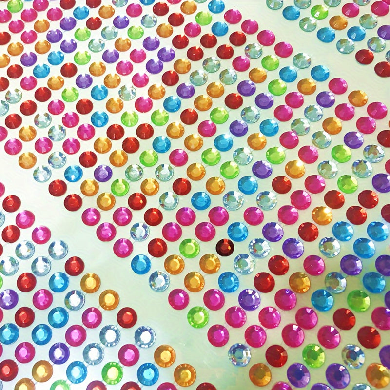 TEMU 900pcs 4mm Acrylic Diamond Stickers - Self-adhesive Reusable 3d Crystal Semi-circular Geometric Glossy Sparkling (deep Purple, Multicolor, Pink,
