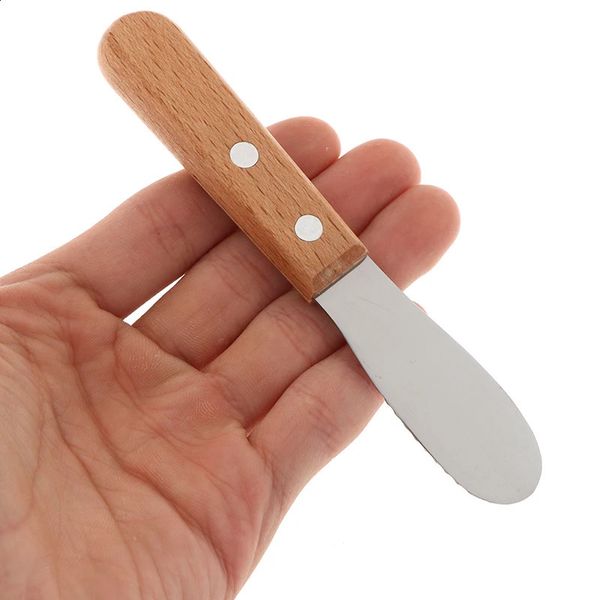 1pcs Stainless Steel Cheese Butter Spatula Mini Small Wooden Handle Sand Jam Slicer Knife Cutter Spatula Kitchen Gadget 240925