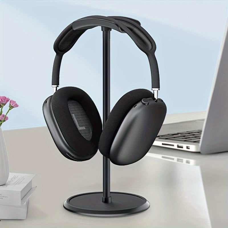 TEMU 1pc Headphone Stand With Aluminum Support And Abs Base, Flexible Headrest, Universal Headphone Sizes - Sleek Desk Accessory ( In Silvery And