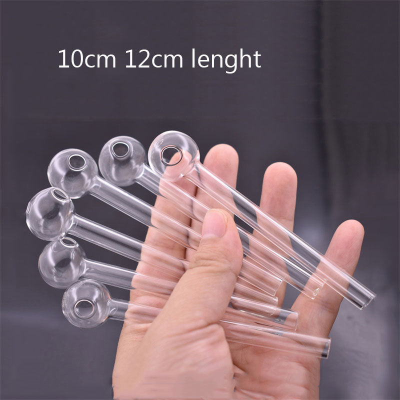 10pcs 10cm 12cm Pyrex Oil Burner Glass Pipes Clear Thick Mini Burners Bubbler for Smoking Water Bongs Straw Tube hookah acessories