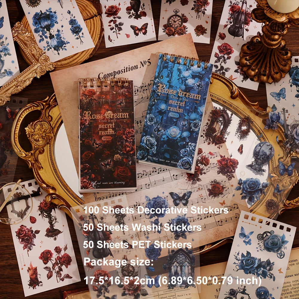 TEMU 2 Pack 100 Sheets Butterfly Scrapbooking Stickers Pet&washi Decorative Stickers Aesthetic Stickers Coil Book For Water Bottles Notebook Planner