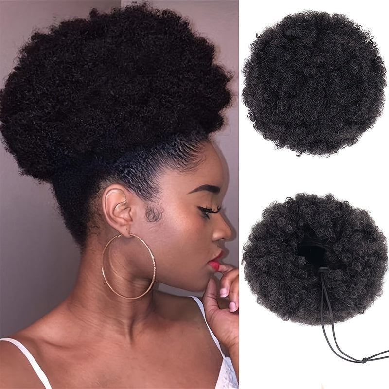 TEMU Afro Puff Drawstring Ponytail Extension For Women, Synthetic Short Pony Tail Clip In On Hair Bun Hairpieces Hair