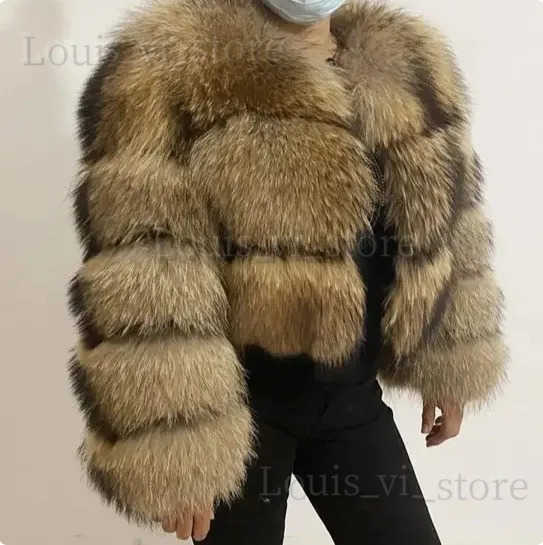 Women Fake Raccoon Fur Jacket Autumn Winter Faux Fur Coats Short Coat Jackets Furry Outerwear Elegant Thick Warm Coats H250715