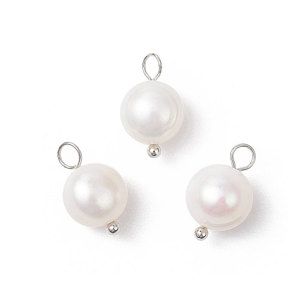 Charms redondos de perlas naturales cultivadas de agua dulce