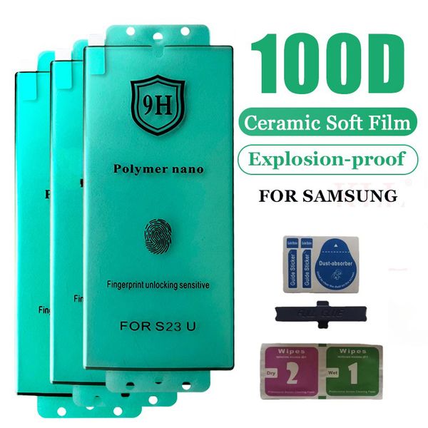 Curved Ceramic Soft Film Screen Protector For Samsung Galaxy S23 S24 Ultra S22 S21 S20 Note 20 10 Plus Explosion-proof Protective Films with