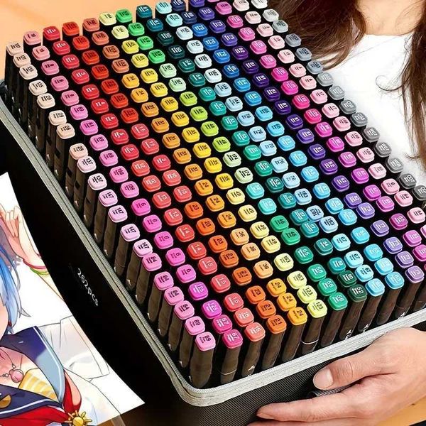 Watercolor Brush Pens 80-168-262 Colors Marker Pen Markers Set Sketch Set Manga Design Double Head Brush Pen For School Art Supplies Design