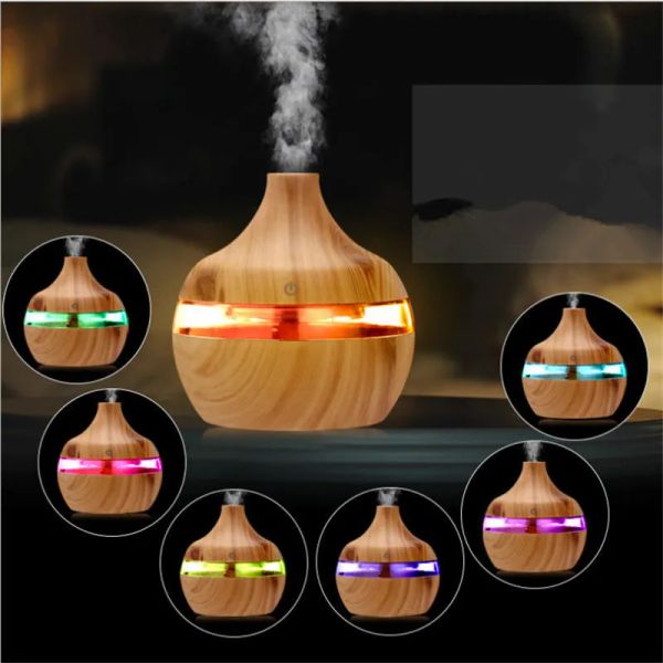 200ml Aroma Essential Oil Diffuser Ultrasonic Air Humidifier 7 Colors LED Light Wood Grain Purifier For Office Home Bedroom Babies LL