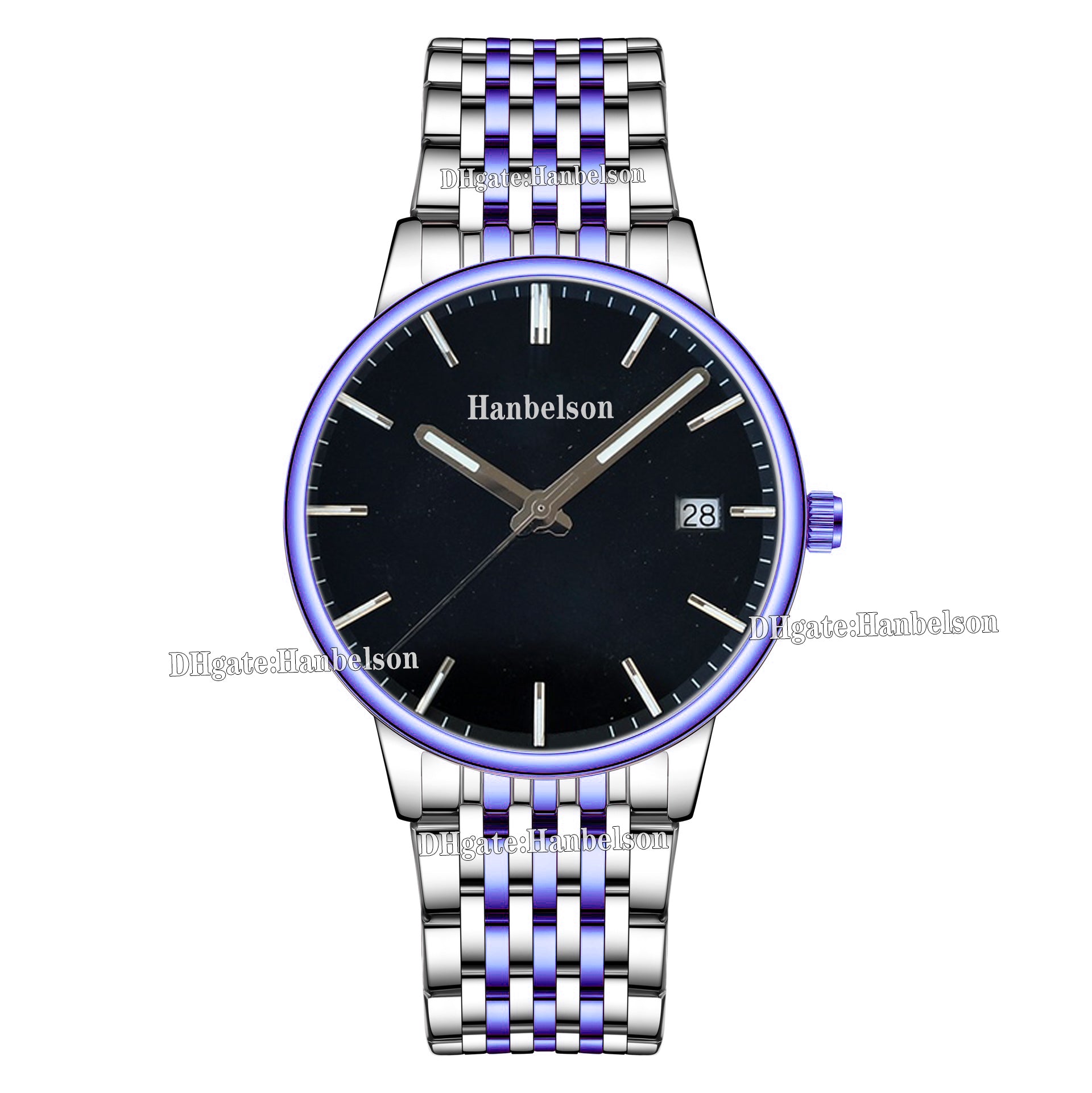 Gradient blue Mens Watches Automatic Movement Wristwatch Quartz Movement Steel Wristwatch Men Watches 40mm Clock