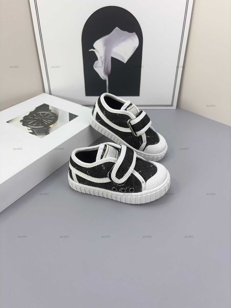 Classics toddler canvas shoes Buckle Strap baby girls shoes Size 20-25 Box Packaging designer Kids shoe Grid printing infant walking shoe